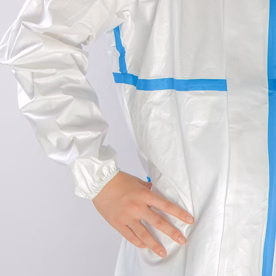PP-Overall aus Polypropylen, Typ 4b/5b/6b, Vliesstoff, Einweg-Schutzkleidung, Arbeitskleidung, Manteloverall für die Lebensmittelindustrie