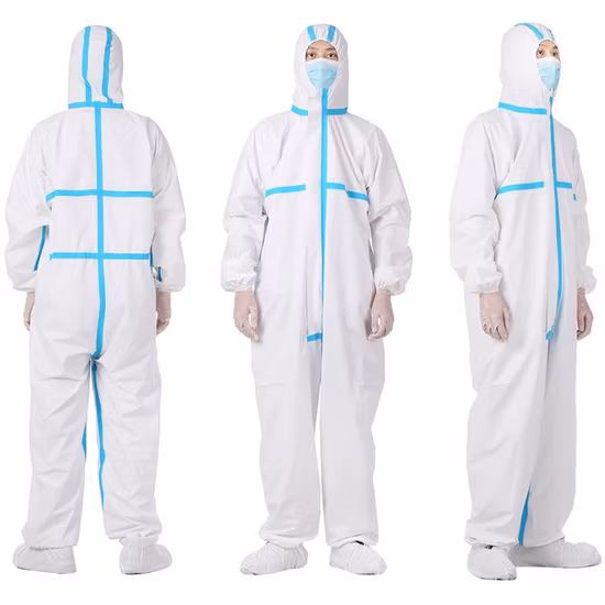 CE Typ 4&5&6 En14126 Hochwertiger wasserdichter und atmungsaktiver mikroporöser Einweg-Overall aus Vliesstoff für den persönlichen Schutz